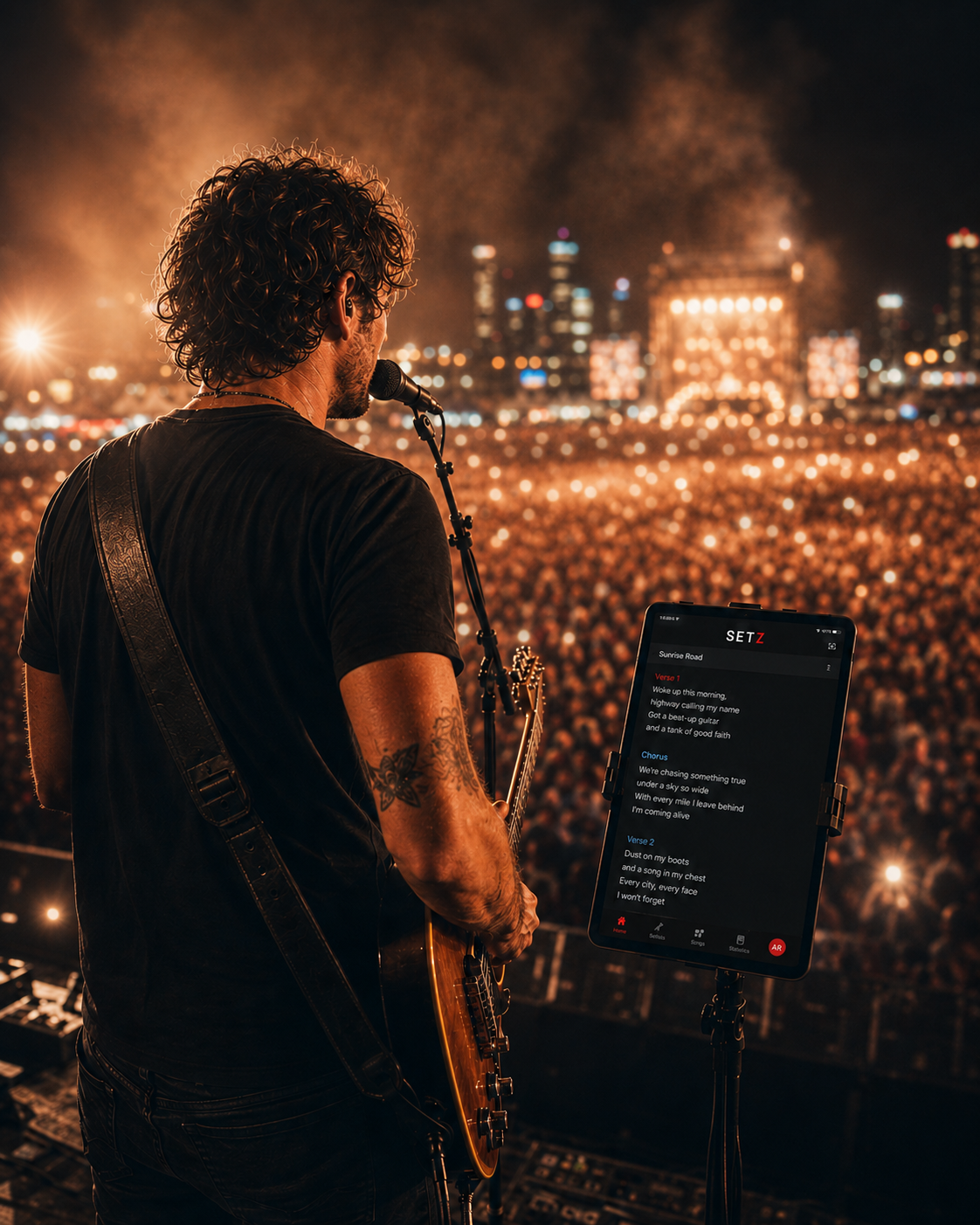 Setz app during a live performance